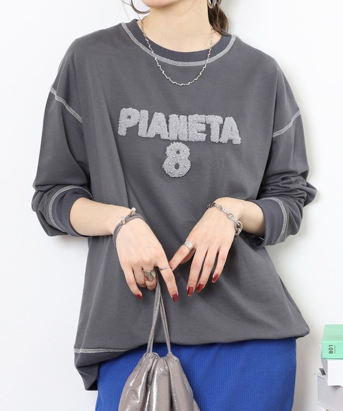 A.N.L(エーエヌエル レーベル)の「A.N.L ブークレーロゴカットソー(Tシャツ/カットソー・レディース・ブラック/ライトグレー/チャコールグレー・38)」の2枚目の写真
