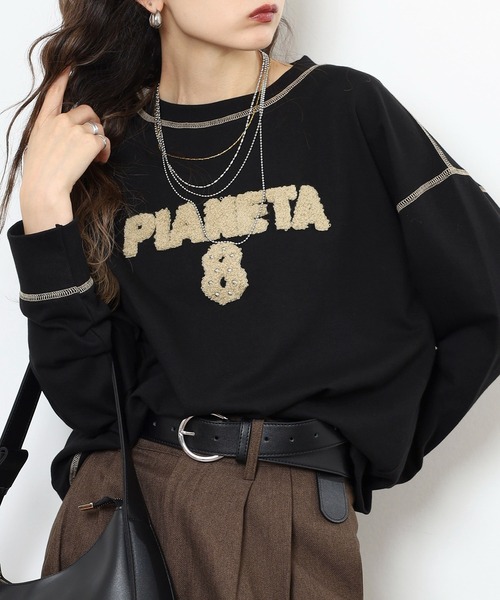A.N.L(エーエヌエル レーベル)の「A.N.L ブークレーロゴカットソー(Tシャツ/カットソー・レディース・ブラック/ライトグレー/チャコールグレー・38)」の1枚目の写真