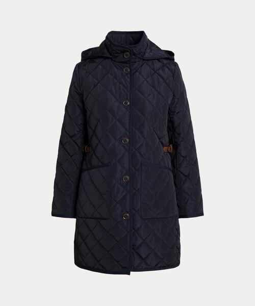 ラルフローレン コート ネイビー　キルティング フーデッド ダイヤモンドキルテッド コート（その他アウター）｜LAUREN