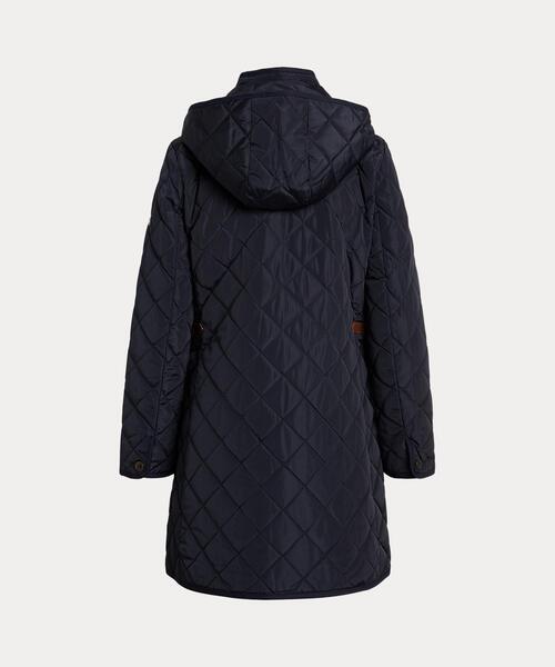 美品 RALPH LAUREN 高級ニットコート 人気グラデーション丈 フーデッド ダイヤモンドキルテッド コート（その他アウター）｜LAUREN