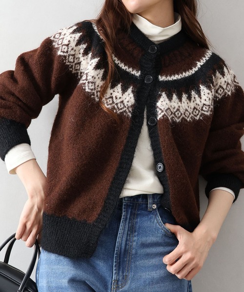 SpRay（スプレイ）の「シェットランド求心カーディガン（カーディガン/ボレロ・レディース・ベージュ/オフホワイト/グレー/ピンク/ブラウン・FREE）」の3枚目の写真