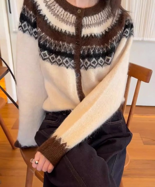 SpRay（スプレイ）の「シェットランド求心カーディガン（カーディガン/ボレロ・レディース・ベージュ/オフホワイト/グレー/ピンク/ブラウン・FREE）」の2枚目の写真