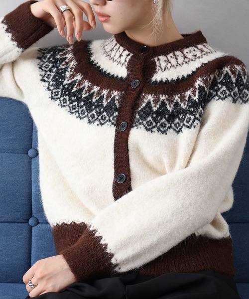 SpRay（スプレイ）の「シェットランド求心カーディガン（カーディガン/ボレロ・レディース・ベージュ/オフホワイト/グレー/ピンク/ブラウン・FREE）」の6枚目の写真