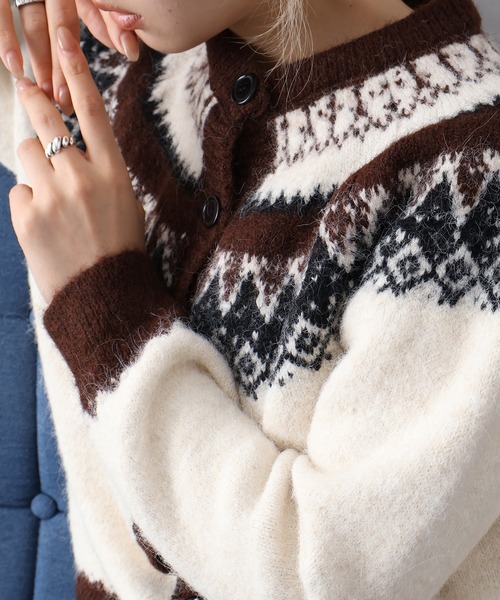 SpRay（スプレイ）の「シェットランド求心カーディガン（カーディガン/ボレロ・レディース・ベージュ/オフホワイト/グレー/ピンク/ブラウン・FREE）」の7枚目の写真