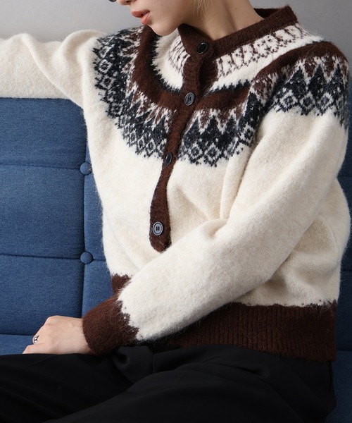 SpRay（スプレイ）の「シェットランド求心カーディガン（カーディガン/ボレロ・レディース・ベージュ/オフホワイト/グレー/ピンク/ブラウン・FREE）」の8枚目の写真