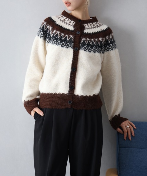 SpRay（スプレイ）の「シェットランド求心カーディガン（カーディガン/ボレロ・レディース・ベージュ/オフホワイト/グレー/ピンク/ブラウン・FREE）」の9枚目の写真