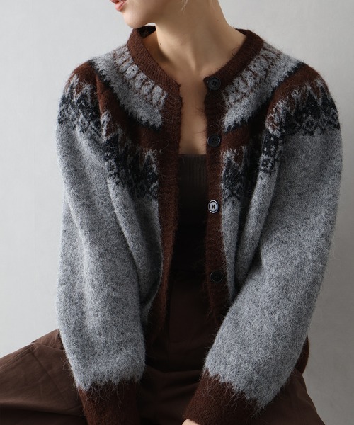 SpRay（スプレイ）の「シェットランド求心カーディガン（カーディガン/ボレロ・レディース・ベージュ/オフホワイト/グレー/ピンク/ブラウン・FREE）」の13枚目の写真