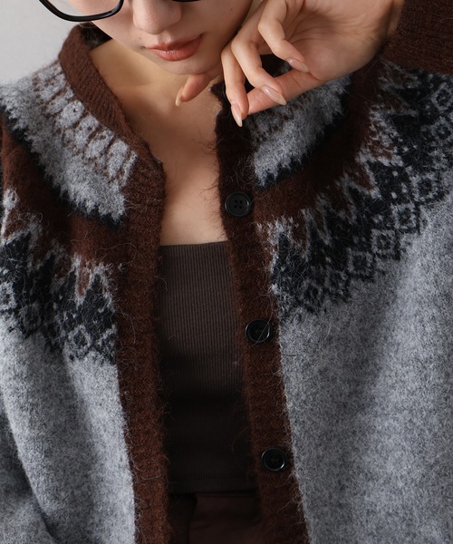 SpRay（スプレイ）の「シェットランド求心カーディガン（カーディガン/ボレロ・レディース・ベージュ/オフホワイト/グレー/ピンク/ブラウン・FREE）」の16枚目の写真