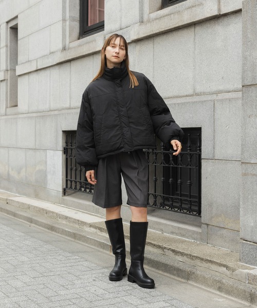 forksy.】〈撥水加工〉ドロスト付きハイネックモンスター中綿