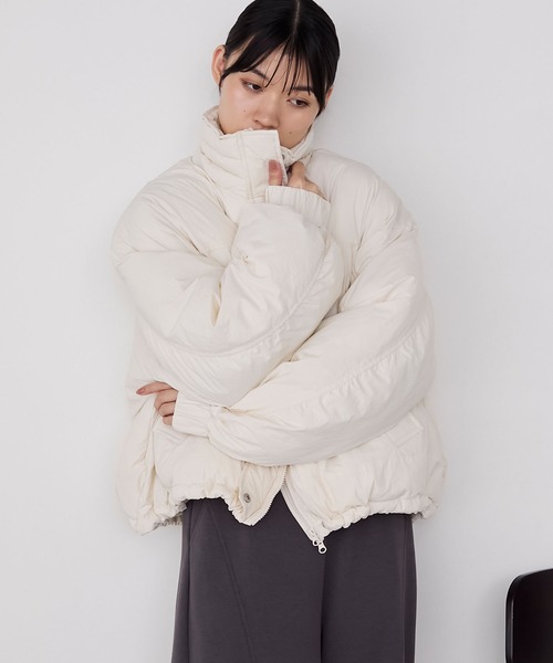 forksy.】〈撥水加工〉ドロスト付きハイネックモンスター中綿