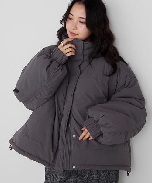 forksy.】〈撥水加工〉ドロスト付きハイネックモンスター中綿