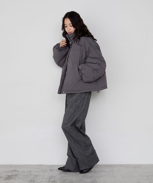 forksy.】〈撥水加工〉ドロスト付きハイネックモンスター中綿