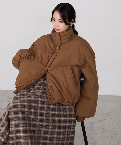 forksy.】〈撥水加工〉ドロスト付きハイネックモンスター中綿