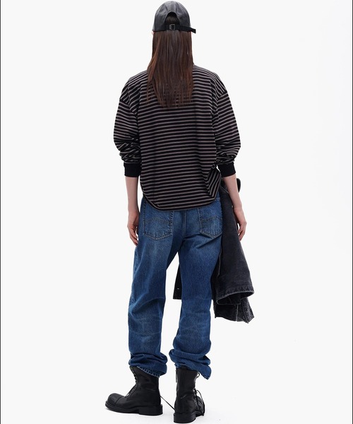 MASONPRINCE（メイソンプリンス）の「オーバーサイズ フェイクタイ ボーダー ポロシャツ PL3047【MASONPRINCE】【2025AW】（ポロシャツ・メンズ・ブラウン/ブラック/カーキ・L/M/S）」の10枚目の写真