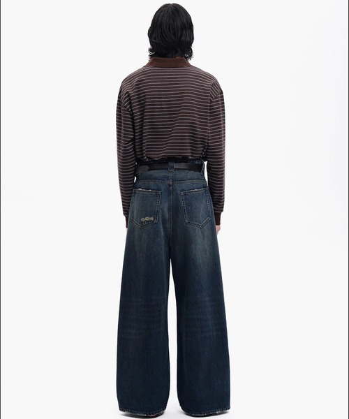 MASONPRINCE（メイソンプリンス）の「オーバーサイズ フェイクタイ ボーダー ポロシャツ PL3047【MASONPRINCE】【2025AW】（ポロシャツ・メンズ・ブラウン/ブラック/カーキ・L/M/S）」の13枚目の写真