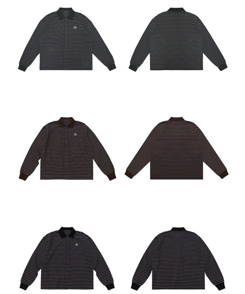 MASONPRINCE（メイソンプリンス）の「オーバーサイズ フェイクタイ ボーダー ポロシャツ PL3047【MASONPRINCE】【2025AW】（ポロシャツ・メンズ・ブラウン/ブラック/カーキ・L/M/S）」の14枚目の写真