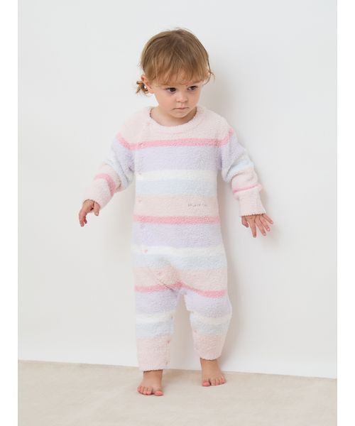 セール】【BABY】ベビモコカラフルボーダーロンパース（ロンパース