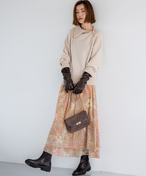 セール】ボイルドウールコンビ ジップ タートルニット（ニット