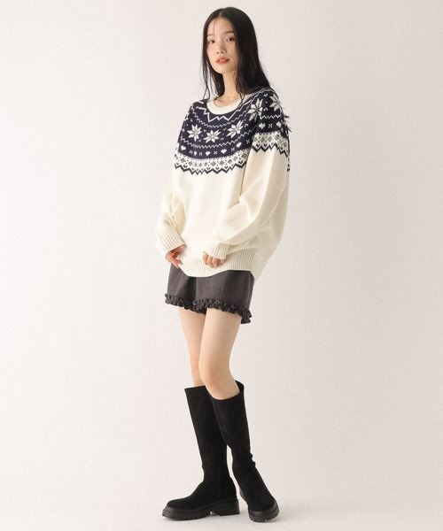 Heather（ヘザー）の「裾フリルタイトショートパンツ　597501（その他パンツ・レディース・チャコールグレー/アイボリー/ブラック・FREE）」の11枚目の写真
