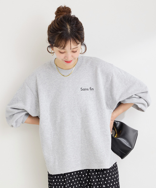 B.C STOCK(ベーセーストック)の「ウォッシャブル / リムーバブルカフスプルオーバー(スウェット・レディース・チャコールグレー/ブラック/アイボリー・FREE)」の1枚目の写真