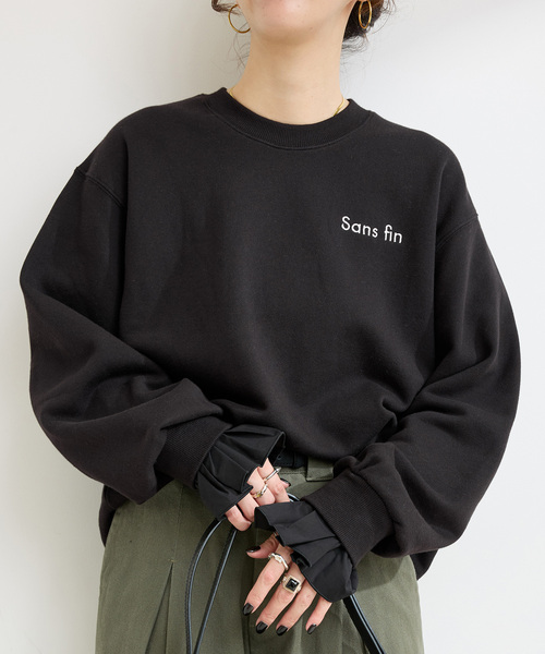 B.C STOCK(ベーセーストック)の「ウォッシャブル / リムーバブルカフスプルオーバー(スウェット・レディース・チャコールグレー/ブラック/アイボリー・FREE)」の3枚目の写真