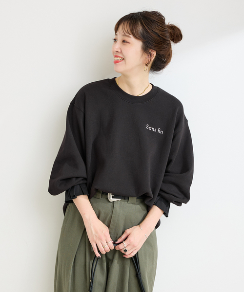 B.C STOCK(ベーセーストック)の「ウォッシャブル / リムーバブルカフスプルオーバー(スウェット・レディース・チャコールグレー/ブラック/アイボリー・FREE)」の7枚目の写真