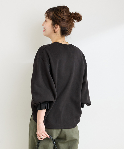 B.C STOCK(ベーセーストック)の「ウォッシャブル / リムーバブルカフスプルオーバー(スウェット・レディース・チャコールグレー/ブラック/アイボリー・FREE)」の9枚目の写真