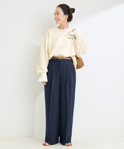 B.C STOCK(ベーセーストック)の「ウォッシャブル / リムーバブルカフスプルオーバー(スウェット・レディース・チャコールグレー/ブラック/アイボリー・FREE)」の15枚目の写真