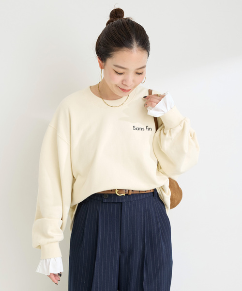 B.C STOCK(ベーセーストック)の「ウォッシャブル / リムーバブルカフスプルオーバー(スウェット・レディース・チャコールグレー/ブラック/アイボリー・FREE)」の20枚目の写真