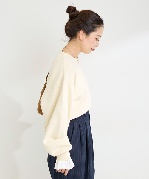 B.C STOCK(ベーセーストック)の「ウォッシャブル / リムーバブルカフスプルオーバー(スウェット・レディース・チャコールグレー/ブラック/アイボリー・FREE)」の21枚目の写真