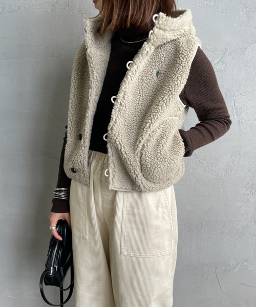 GYMPHLEX/ジムフレックス] ボアフード ショートベスト（ベスト