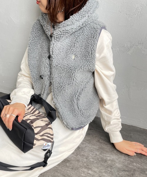 GYMPHLEX/ジムフレックス] ボアフード ショートベスト（ベスト