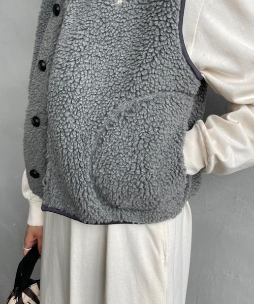 GYMPHLEX/ジムフレックス] ボアフード ショートベスト（ベスト