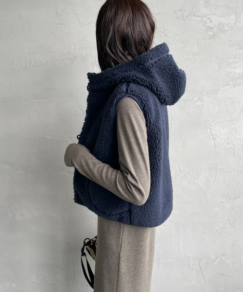 GYMPHLEX/ジムフレックス] ボアフード ショートベスト（ベスト