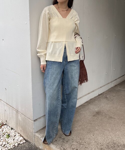 SHENERY(シーナリー)の「ビスチェセットカーディガン(カーディガン/ボレロ・レディース・グレー/アイボリー・FREE)」の3枚目の写真