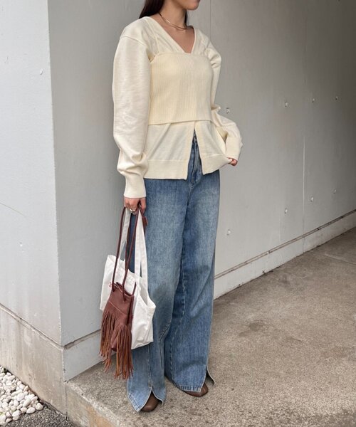 SHENERY(シーナリー)の「ビスチェセットカーディガン(カーディガン/ボレロ・レディース・グレー/アイボリー・FREE)」の5枚目の写真