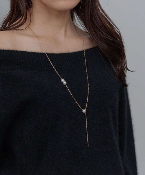 Andemiu（アンデミュウ）の「パールスライドY字ネックレス604191（ネックレス・レディース・シルバー/ゴールド・FREE）」の2枚目の写真