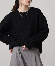 アクリルウールケーブルプルオーバーニット