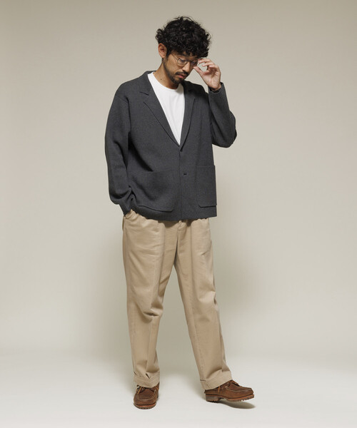 FREAK'S STORE(フリークスストア)の「ウォッシャブル スウェットライク ニットジャケット/静電気ケア(カーディガン/ボレロ・メンズ・チャコールグレー/ブラック・MEDIUM/LARGE)」の21枚目の写真