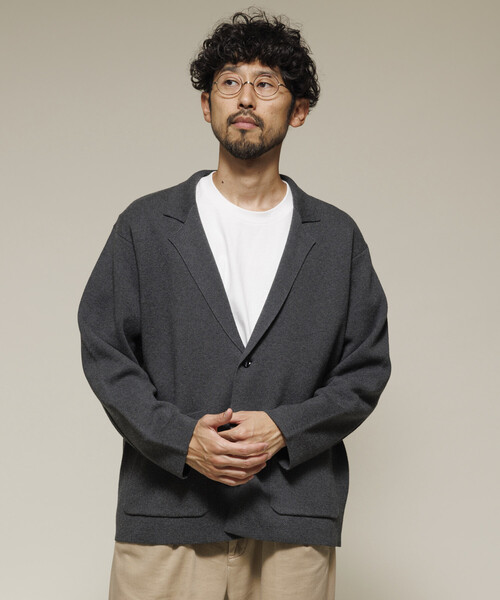 FREAK'S STORE(フリークスストア)の「ウォッシャブル スウェットライク ニットジャケット/静電気ケア(カーディガン/ボレロ・メンズ・チャコールグレー/ブラック・MEDIUM/LARGE)」の17枚目の写真