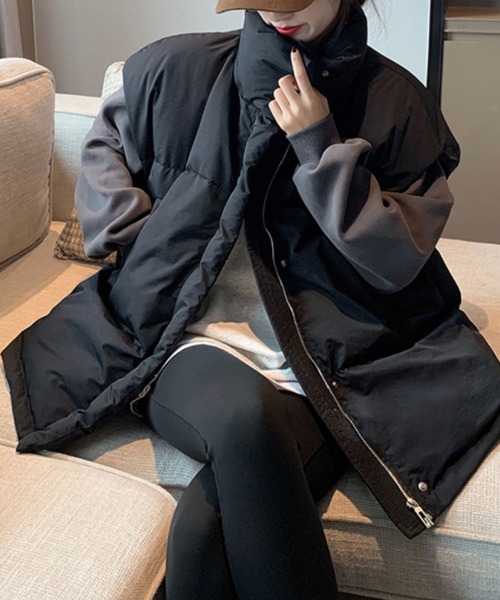 BLANC FICELLE(ブランフィセル)の「ナイロン 中綿 ベスト(ダウンベスト・レディース・グレー/ブラック/アイボリー・M/L/XL)」の7枚目の写真