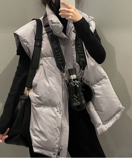 BLANC FICELLE(ブランフィセル)の「ナイロン 中綿 ベスト(ダウンベスト・レディース・グレー/ブラック/アイボリー・M/L/XL)」の12枚目の写真