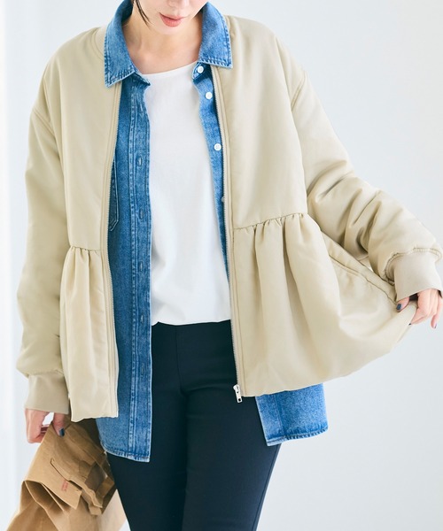 coca（coca）（コカ）の「ペプラムヘムMA-1（MA-1・レディース・カーキ/ライトベージュ・L/M）」の9枚目の写真