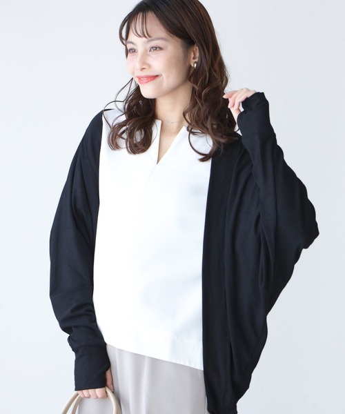 Ehre style(エーレスタイル)の「超ラクちん!肌隠しボレロ ドルマンカーデ(カーディガン/ボレロ・レディース・ブラック/クリーム・FREE)」の21枚目の写真
