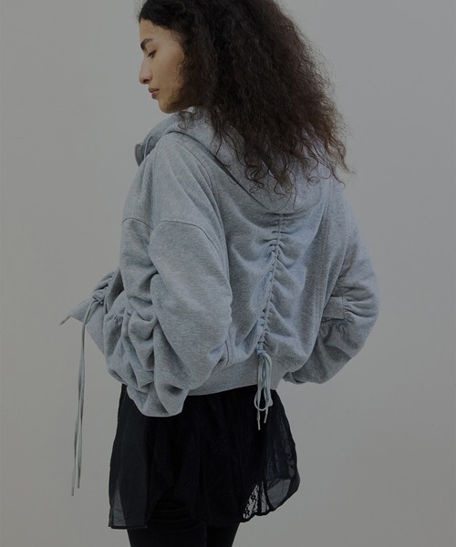 VOLUME GATHERED ZIP UP HOODIE（パーカー）｜Ameri（アメリ）の