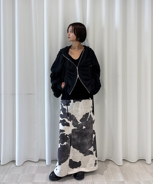 セール】VOLUME GATHERED ZIP UP HOODIE（パーカー）｜Ameri（アメリ