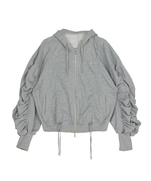 VOLUME GATHERED ZIP UP HOODIE（パーカー）｜Ameri（アメリ）の