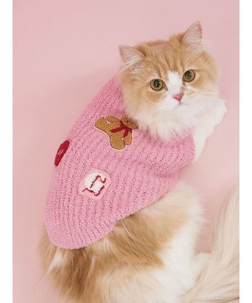 CAT&DOG】ベビモコベアサガラ刺繍プルオーバー（ペットウェア