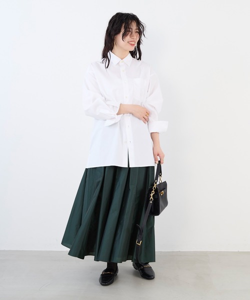 MICA&DEAL(マイカ&ディール)の「タックギャザーメモリースカート(スカート・レディース・イエロー/ネイビー/グリーン・FREE)」の4枚目の写真