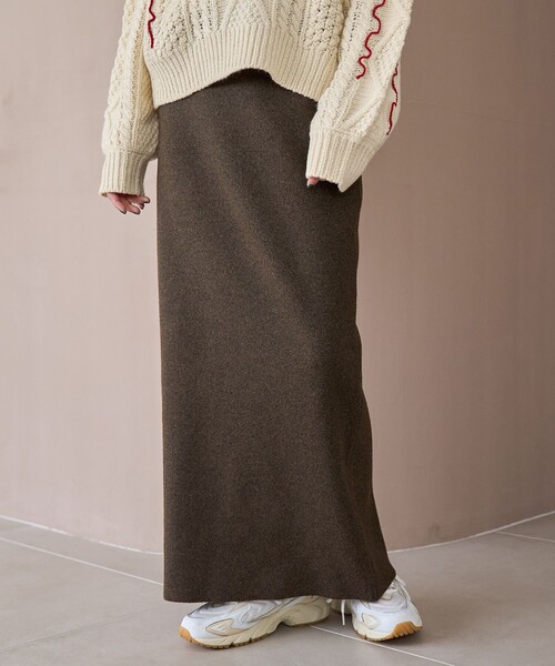 coen（コーエン）の「ソウバリニットナロースカート（スカート・レディース・ダークグレー/ロイヤルブルー/ブラック/ブラウン・M/L）」の2枚目の写真